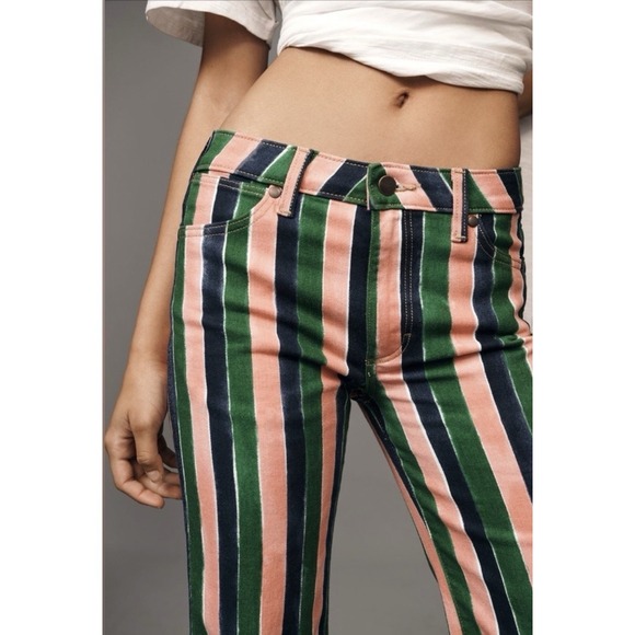 Free People Wrangler Colorful Stripe Mid-Rise Jeans Sizes 28 NWOT - SO FUN - Picture 4 of 9